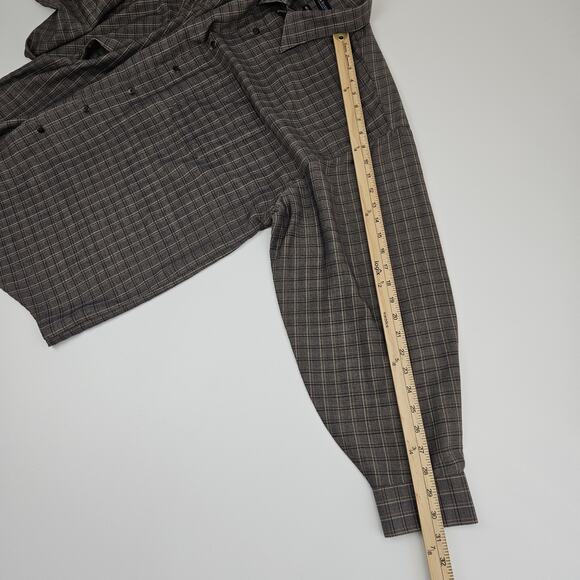 Van Heusen Button-Up Shirt Mens XXl 18-18.5 Wrinkle Free Plaid Brown Lightweight - Picture 6 of 6